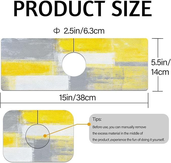 MCALK Yellow Kitchen Sink Faucet Mat Splash Guard, Absorbent Quick-Dry Kitchen