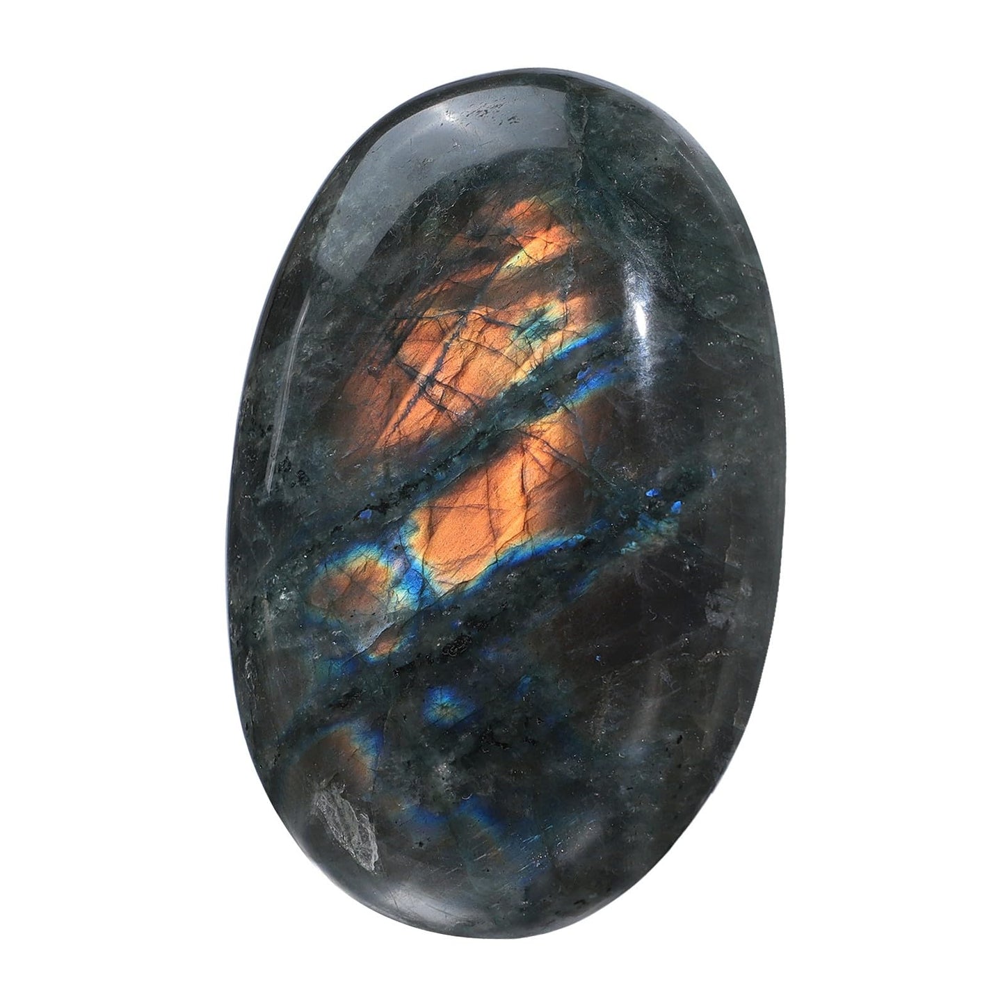 Sportmusies Natural Labradorite Stone for Home Desk Decoration, Polished Irregular-Shaped Labradorite Crystal for Reiki Healing Meditation, 2.24-3.85 inches