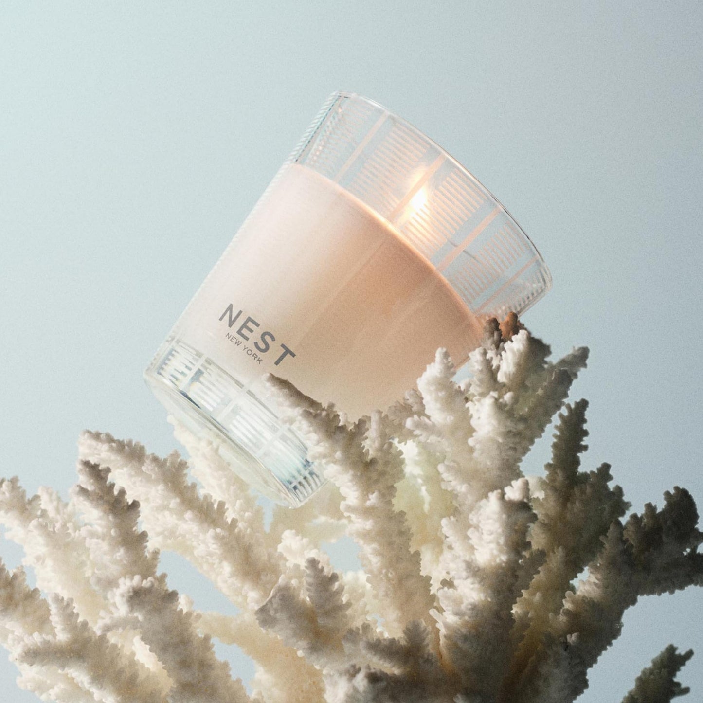 NEST New York Scented Classic Candle Duo, Ocean Mist & Sea Salt - 8.1 oz, Pack of 2 - Up to 60-Hour Burn Time Each - Reusable Glass Vessel