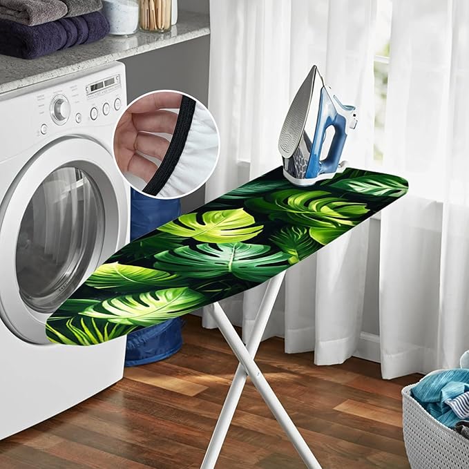 Nuxovilar Dark Background with Green Monstera Leaves Ironing Board Cover