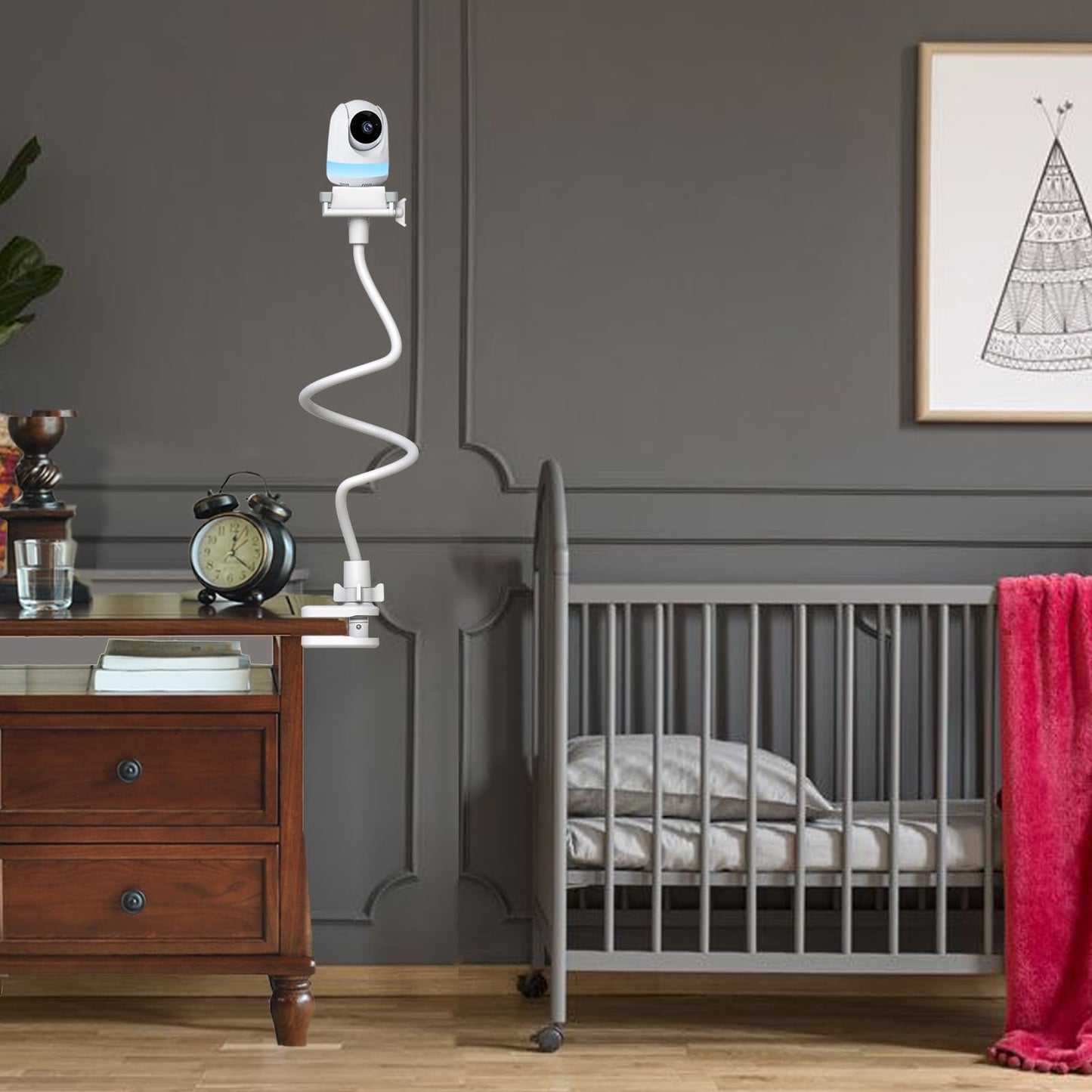 Derebir Baby Camera Monitor Mount Holder Compatible with Babysense ‎V43_2CAM and MaxView 2CAM Camera Baby Flexible Baby Monitor Mount Stand (33.7 inch)