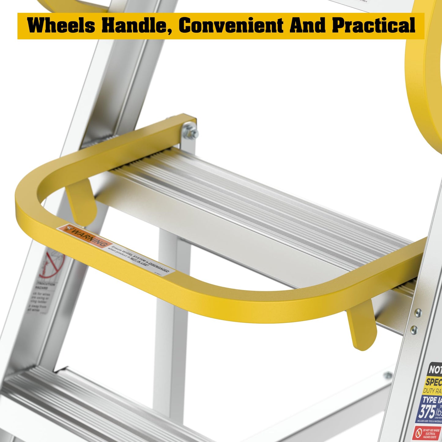 WIILAYOK 4 Step Ladder Aluminum Rolling Platform Ladders with 360° Guardrail System, Industrial Safety Non-Slip Rolling Ladder with Wheels for Warehouse, Garage, 375 lbs Capacity