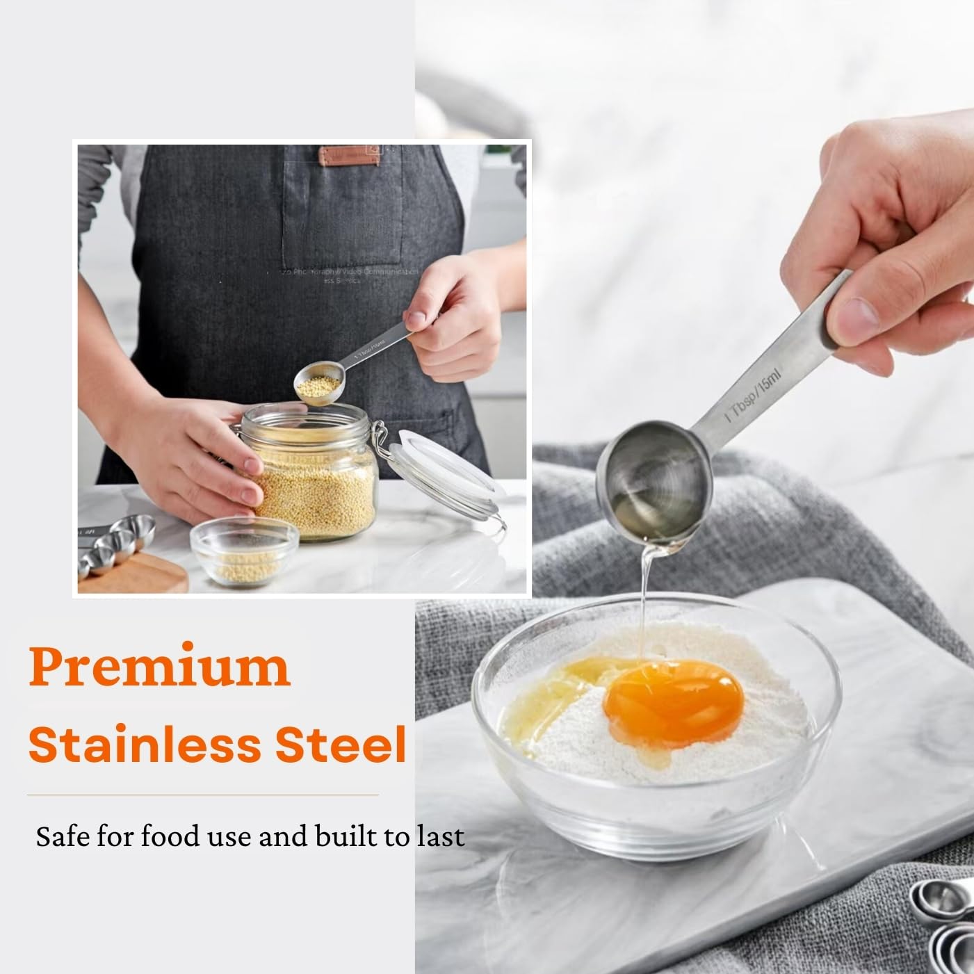30PCS Measuring Cups and Spoons Set, 7 Nesting Measuring Cups, 18 Measuring Spoons and 5 Mini Spoons, Stainless Steel Kitchen Measuring Set for Dry and Liquid Ingredients, Perfect for Cooking & Baking