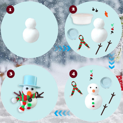 BEIGUO Christmas Crafts 4 Pack Colorful Balls with Modeling Clay Snowman DIY Kit for Kids Boys Girls Christmas Stocking Stuffers Gifts