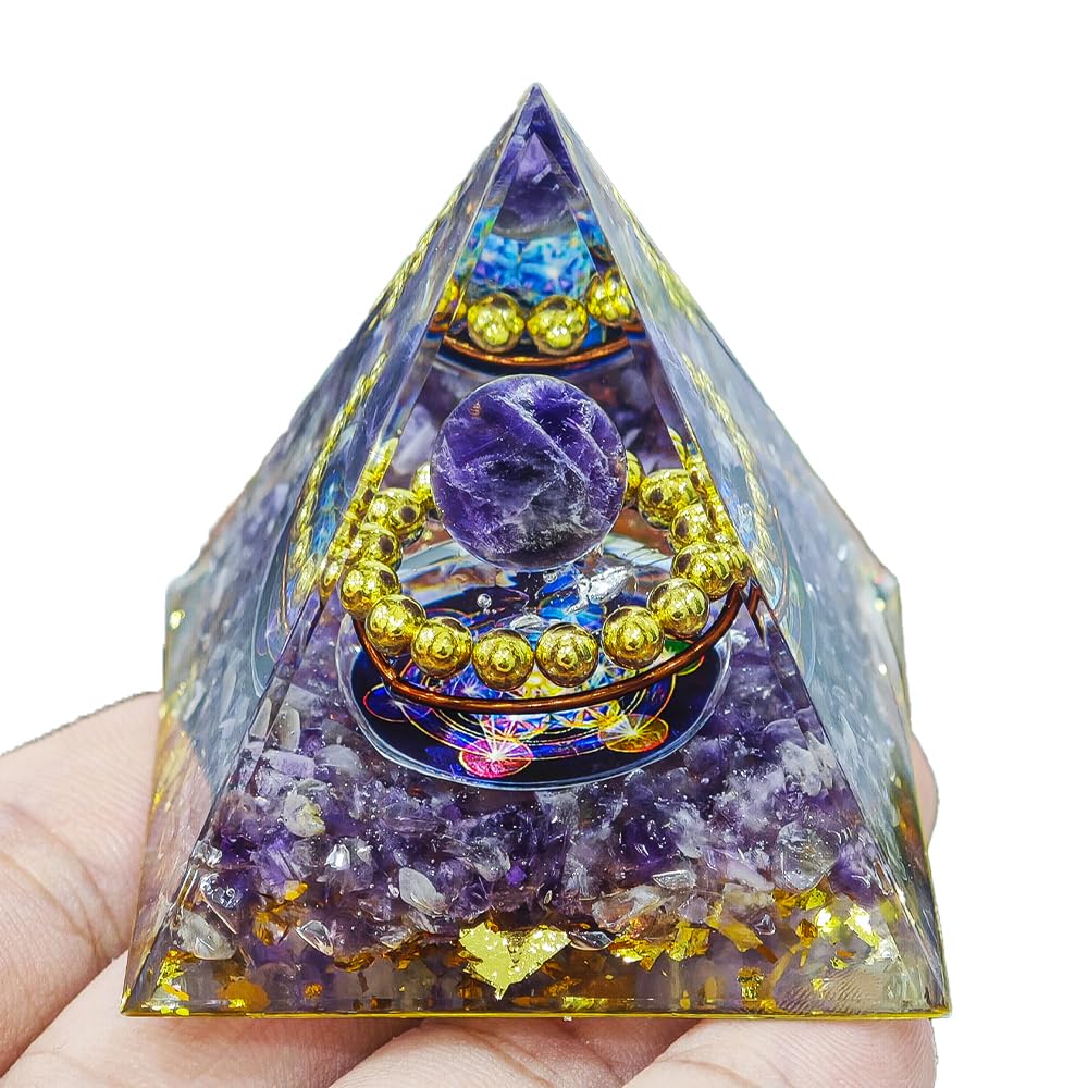 AierCrystal Natural Mineral Crystal Pyramid Energy Healing Meditation Aid Feng Shui Protection Home Decor Versatile Gift Option(2inch Pyramid Amethyst)