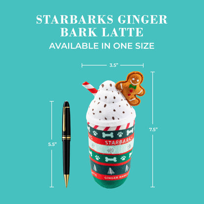 Haute Diggity Dog Starbarks Ginger Bark Latte, Plush Holiday Christmas Dog Toys with Interactive Squeaker, Stimulating Pet Enrichment, Machine-Washable & Safe Materials for All Breeds, One Size