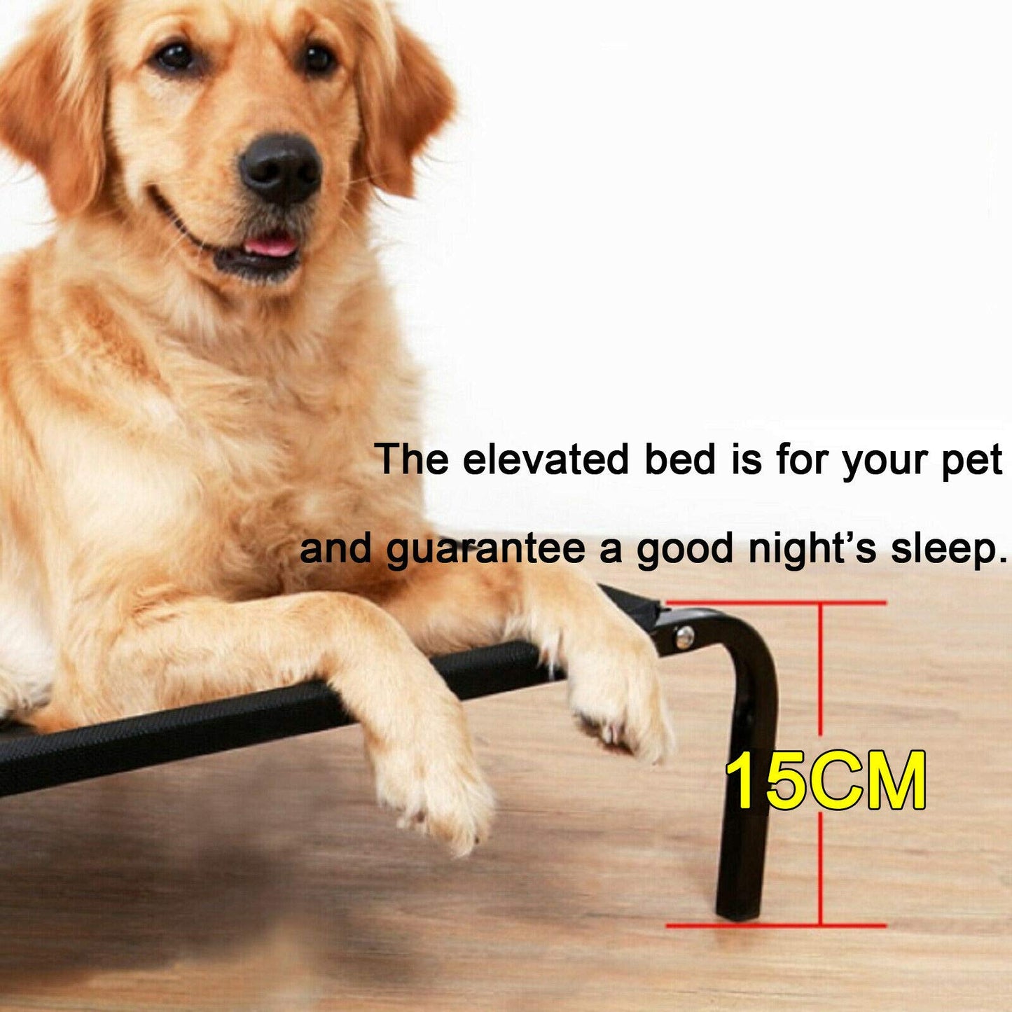 Metal Frame Dog Cot Elevated Pet Bed, Raised Pet Bed with Breathable Mesh & No-Slip Rubber Feet, Lightweight & Portable Raised Outdoor Dog Bed for Indoor Camping Beach Travel Use, 106x62x15CM