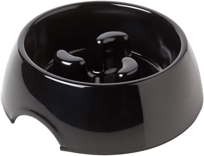 Rosewood Anti-Scoff Slow Feeder Dog Bowl – Large Heavy-Duty Melamine Food Bowl for Medium to Large Breeds – Aids Digestion & Reduces Gulping – Slip-Resistant, Durable & Easy to Clean – Black