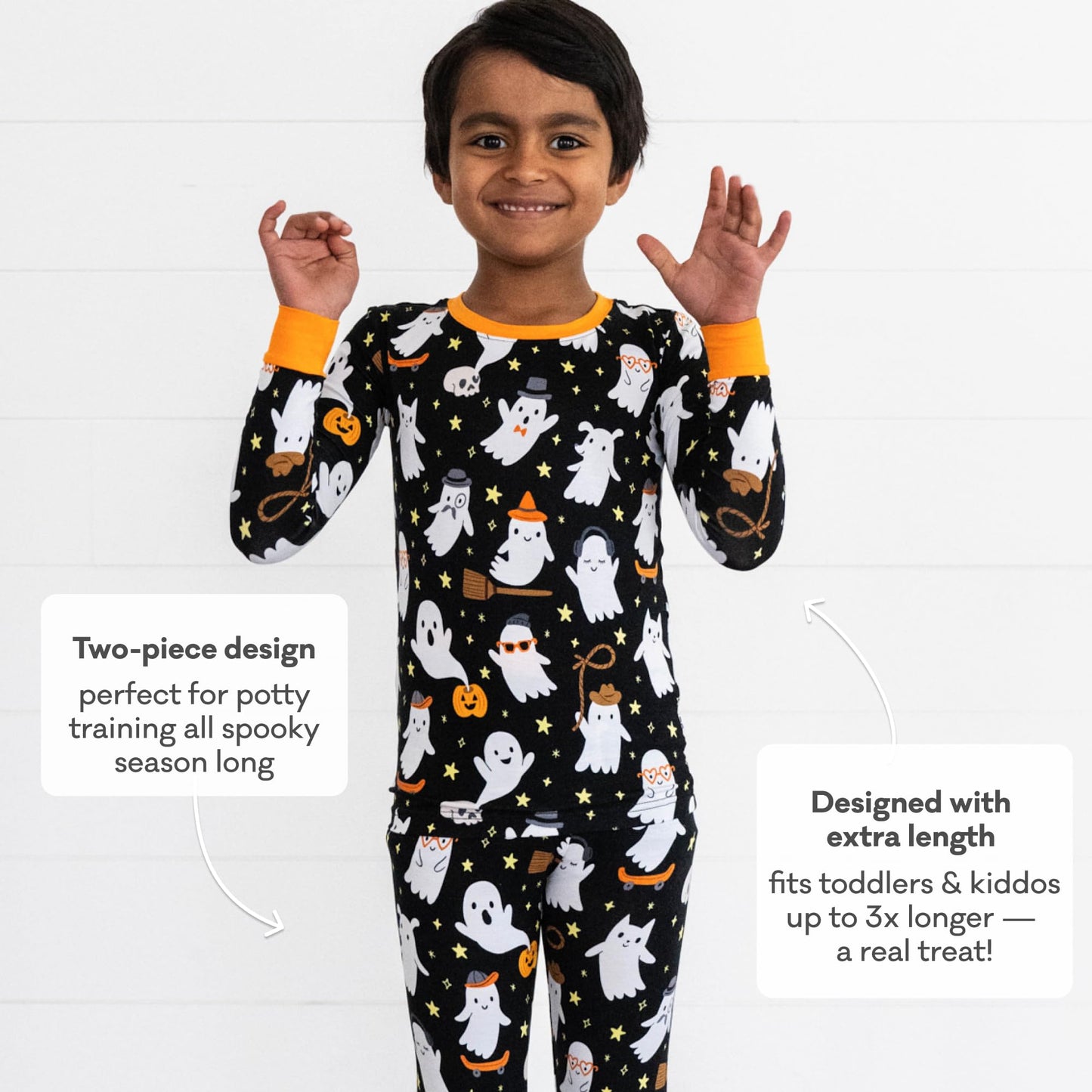 Little Sleepies Two-Piece Halloween Pajamas Set for Boys & Girls, Viscose from Bamboo Toddler Pajamas, Family Matching PJs, Friendly Ghosts, 4T