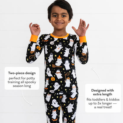 Little Sleepies Two-Piece Halloween Pajamas Set for Boys & Girls, Viscose from Bamboo Toddler Pajamas, Family Matching PJs, Friendly Ghosts, 4T