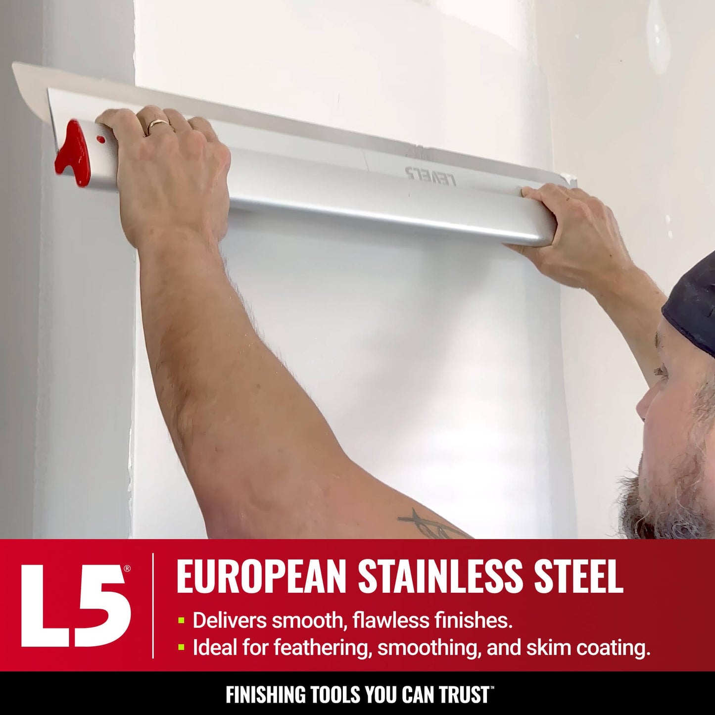 LEVEL5 24-Inch Skimming Blade | Precision 0.3mm German stainless steel blade insert (replaceable), ergonomic aluminum blade profile | 4-924