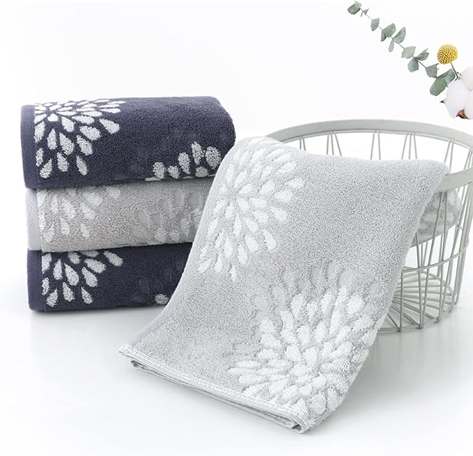 Pidada Hand Towels Set of 2 Hydrangea Floral Pattern 100% Cotton Absorbent Soft