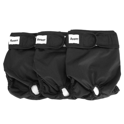 Avont 3 Pack Reusable Dog Diapers, Highly Absorbent Washable and Eco-Friendly Sanitary Wraps Panties for Female Pets -3 Black(L)