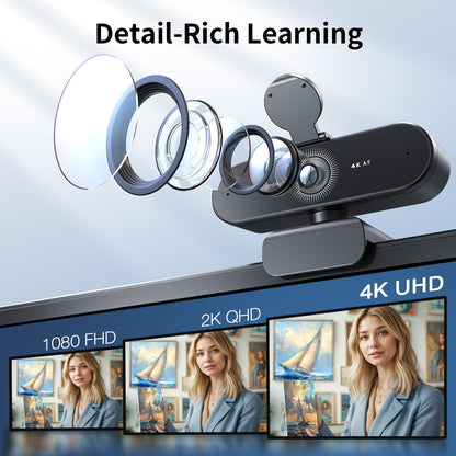 EMEET NOVA 4K Webcam for PC - Ultra 4K HD, PDAF Autofocus, Dual Noise-Cancelling Mics, 73° FOV, Auto Light Correction, USB-A, Privacy Cover, Ideal for High-End Business Meetings&Live Streaming