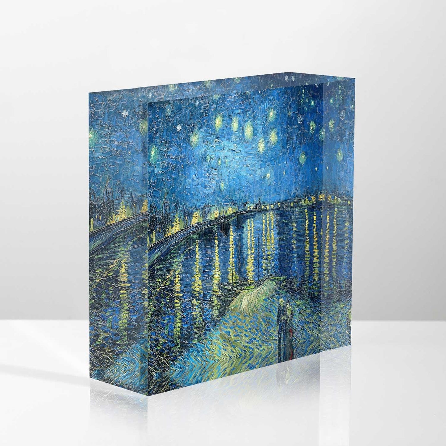 NOHSHE Clear Acrylic Decor Night View of The Rhone River Valentine's Day Present - Housewarming Presents - Presents for Mom,Sisters and Friends Positive Wall Plaque 4'' x 4''