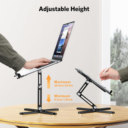 OMOTON 360° Rotating Laptop Stand Riser for Desk, Ergonomic Foldable Computer Stand Adjustable Height Angles for Collaborative Work, Easy Storage Fit Macbooks,All Laptops up to 16 inches, Silver