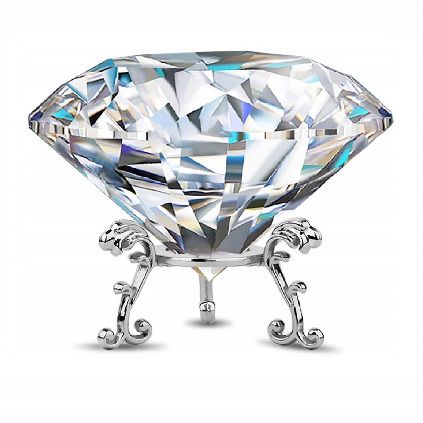 Large Crystal Diamond Paperweight with Stand Jewels Wedding Decorations Centerpieces Home Decor 3.93 inch (Clear 100mm)