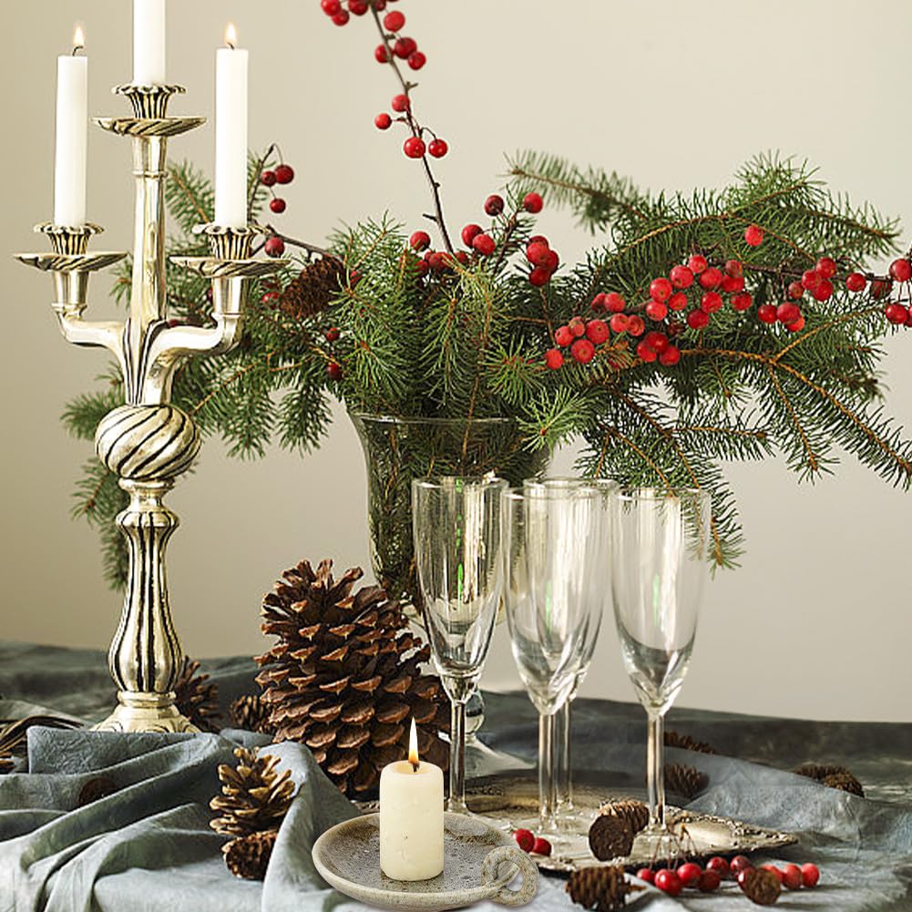 OLYCRAFT 2Pc Porcelain Plate Candle Holder for Wedding Home Incense Decor