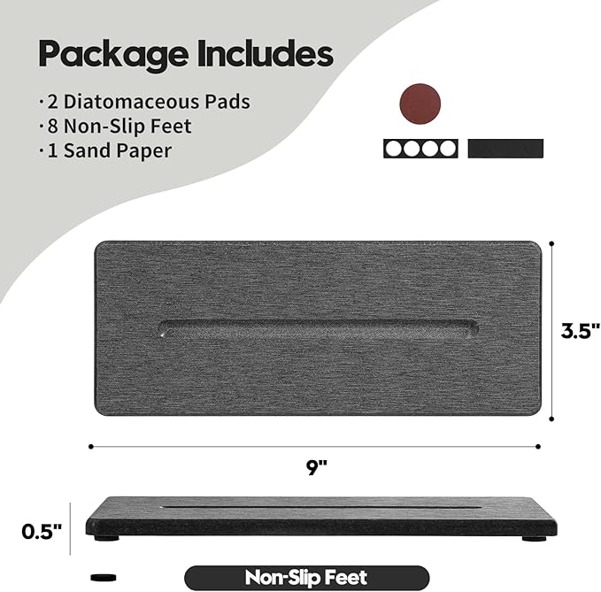 2 Pack Diatomite Stone Sink Tray, Water Absorbing Mat