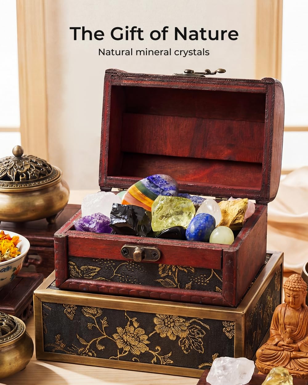 Crystals and Healing Stones - Thumb Worry Stones for Stress Relief Gifts - 7 Chakra Crystal Stones Set, Real Natural Raw Reiki Positive Energy for Meditation, Birthday Crystal Gifts Set for Women