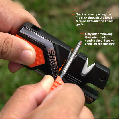 SHARPAL 101N 6-in-1 Pocket Knife Sharpener & Survival Tool – Diamond Sharpening Rod, Fire Starter Ferro Rod, Whistle – Sharpens Straight & Serrated Blades, Repairs & Hones Knives Mothers Day Gifts
