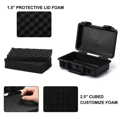 Mayouko Portable Tool Box with Shock- Proof Sponge, Water Proof Grade IP67, Waterproof Hard Case with Foam Insert, Shockproof Carrying Case, Explosion Proof Box, 11.6"L×8.3"W×3.9"H