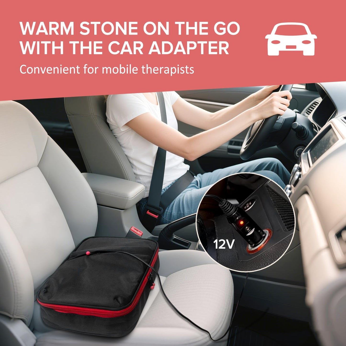 Goodtar Hot Stone Massage Warmer with Temp Control, Double Side Heating Massage Stone Heater, Electric Hot Stones Warmer for Professional/Home Spa, Portable Heating Travel Bag (Black)
