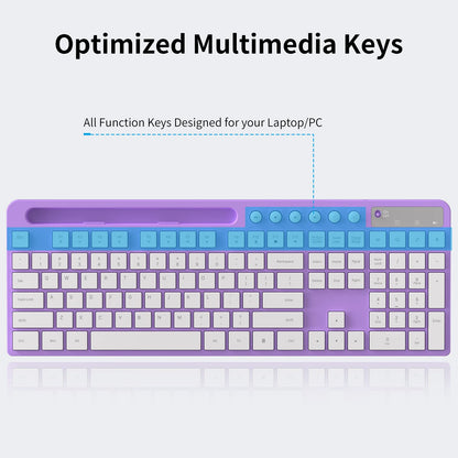 Wireless Keyboard and Mouse Combo, MARVO 2.4G Ergonomic Wireless Computer Keyboard with Phone Tablet Holder, Silent Mouse with 6 Button, Compatible with MacBook, Windows (Black)