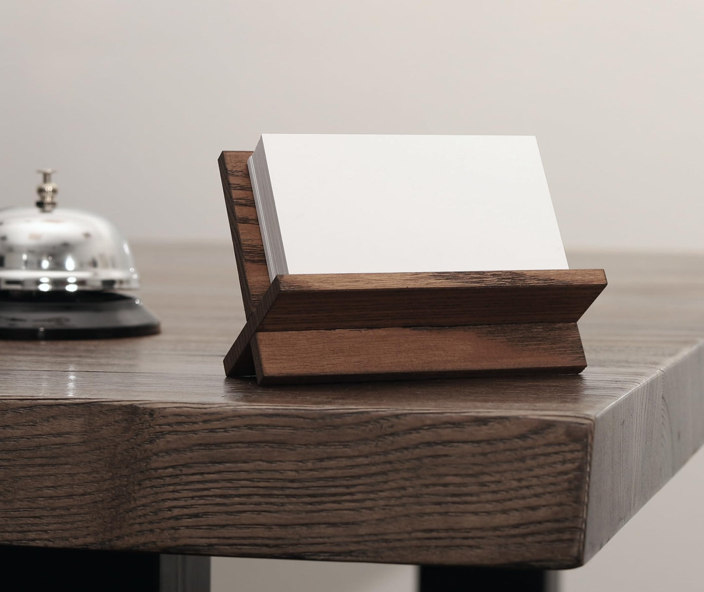 TOROS store Set of 3 Business Card Holders for Desk - Brown Wood Small Cards Holder, Professional Desktop Business Card Stand Display, Wooden Name Card Holder