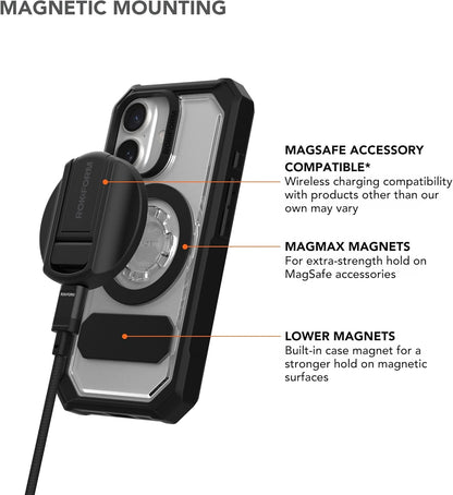 Rokform Rugged Case Compatible with iPhone 16 Pro Max, Magnetic Cover (Black)