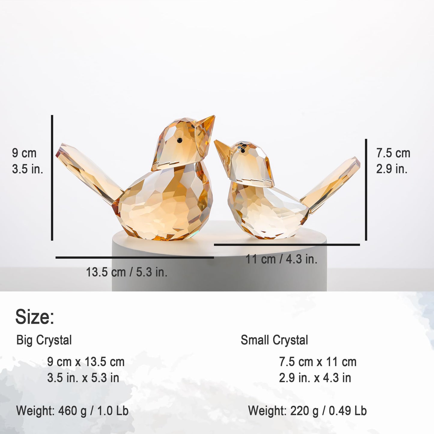 Crystal Birds Statues Modern Style Figurine Home Decor Decorative Ornaments for Living Room, Bedroom, Office Desktop Gold