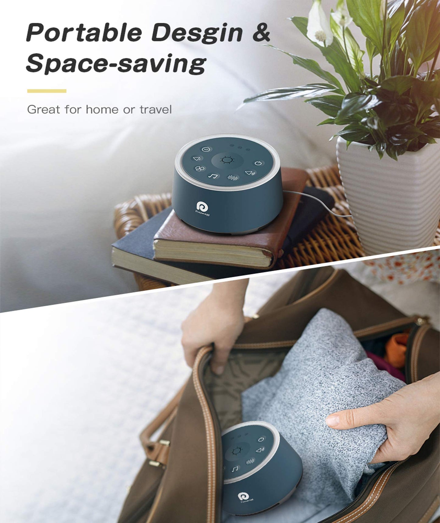 Dreamegg White Noise Machine, D1 Blue Sleep Sound Machine with Night Light for Baby Kid Adult, 24 Natural Sounds Therapy, Continuous or Timer, Sound Machine for Sleeping Nursery Travel Gift