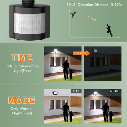 CLY 80W Security Lights Outdoor Motion Sensor, 7520LM PIR Sensor Security Light IP66 Waterproof Motion Sensor Floodlight, 6500K Cold White LED Outdoor Light Mains Powered for Garage Fixed 30s Lighting