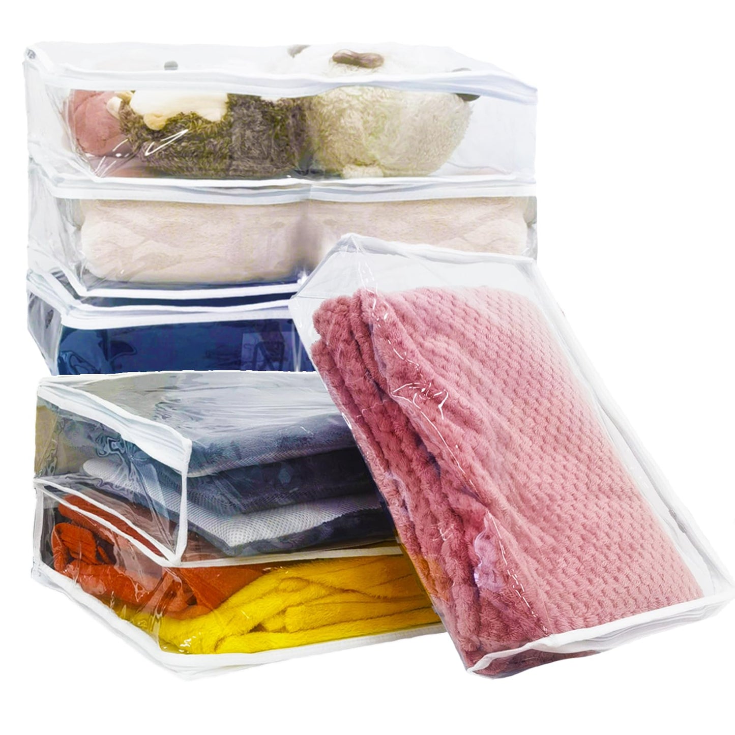 Esme L&H 6Pcs Sweater Storage Bags for Clothes, Clear Storage Bags with Zipper for Sweater Blanket Bed Sheet, Zippered Clothing for Blanket,Bedsheet,Linen,Bedding,16 * 12 * 4 Inch