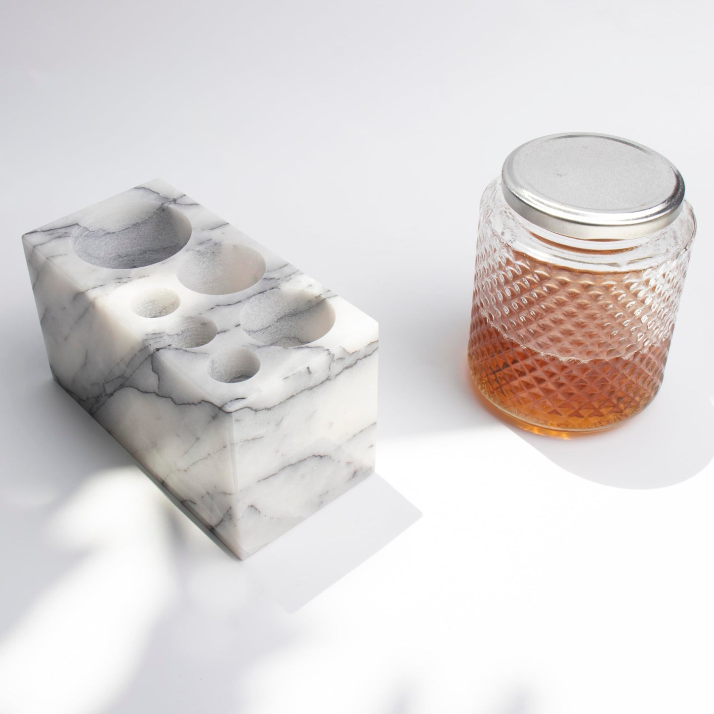 Natural Marble Stone 6-Hole Base Bathroom Holder Storage Rack for Electric Toothbrush/Toothbrush/Toothpaste