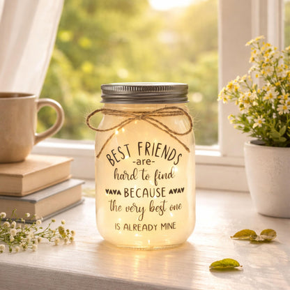 Friendship Gifts for Friend - Mason Jar Night Lights with 10 Warm Lights, Women Birthday Gift for Best Friends, BFF, Bestie Christmas Gift Idea