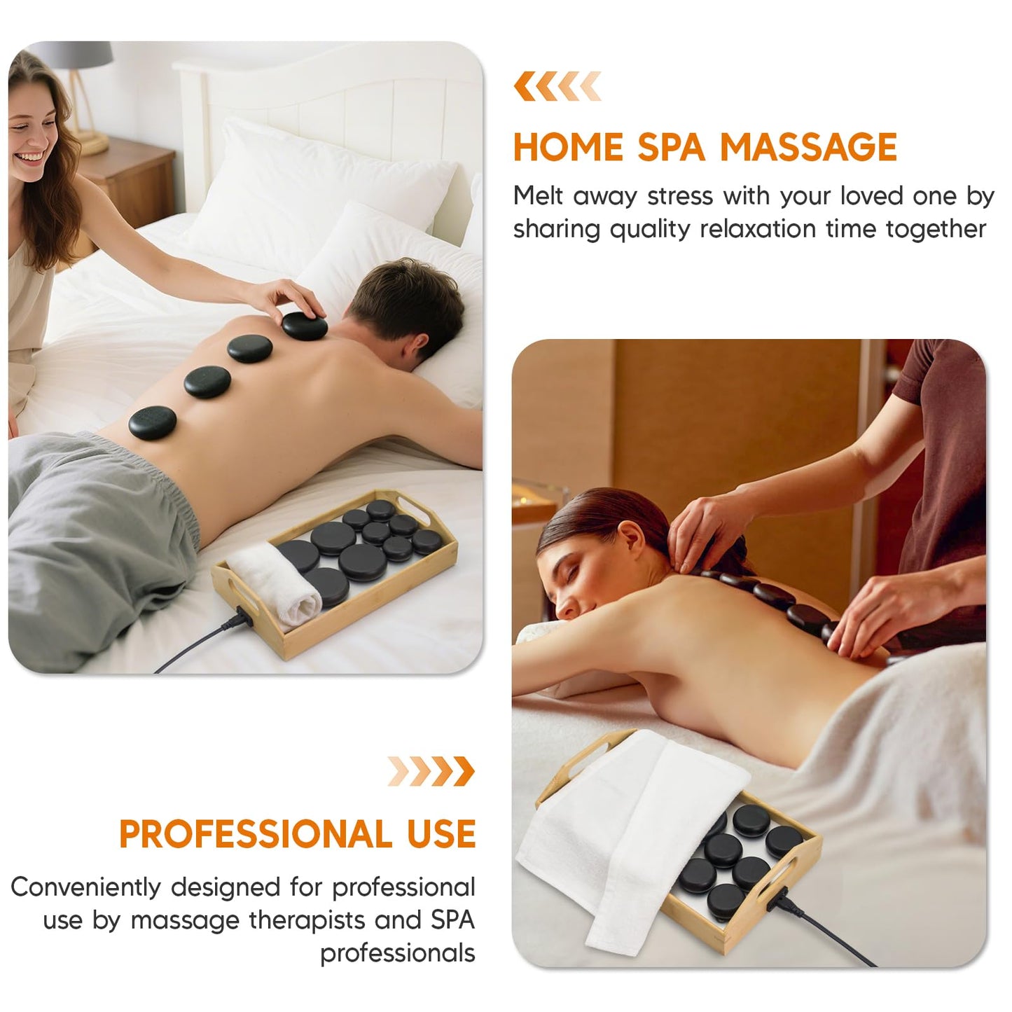 Goodtar Hot Stones Massage Set with 12 Stones & 2 Towels – Massage Tools for Deep Tissue Pain Relief | Professional Hot Rocks Massage Stones Warmer Kit with Bamboo Heater Box for Home Spa Warming