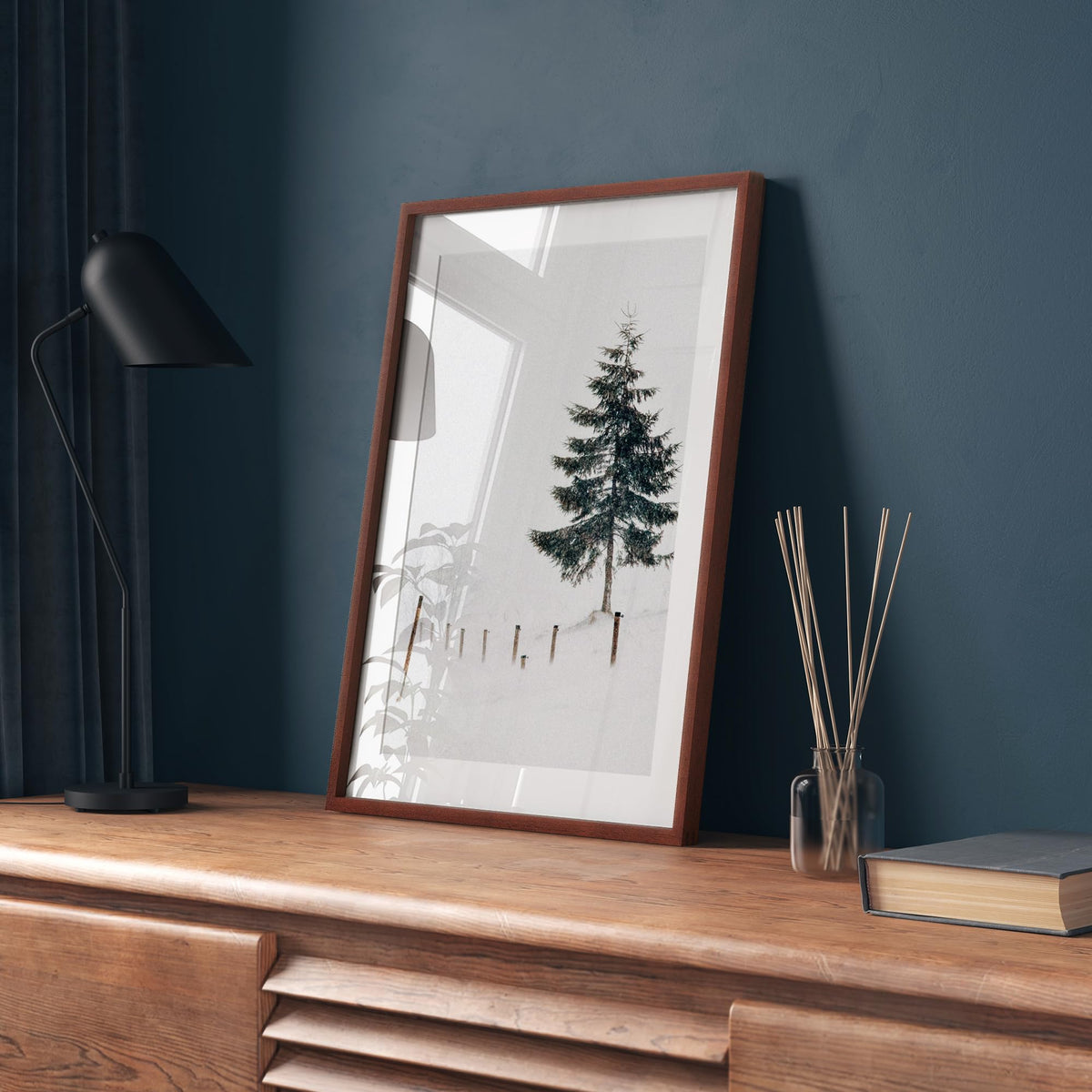 11x14 Picture Frame, USA-Sourced Natural Mahogany Wood Photo Collage Frame with HD Tempered Glass, Modern Simple 11 x 14 Wooden Frame Matted to 8x10, Vertical & Horizontal Wall Hanging Display