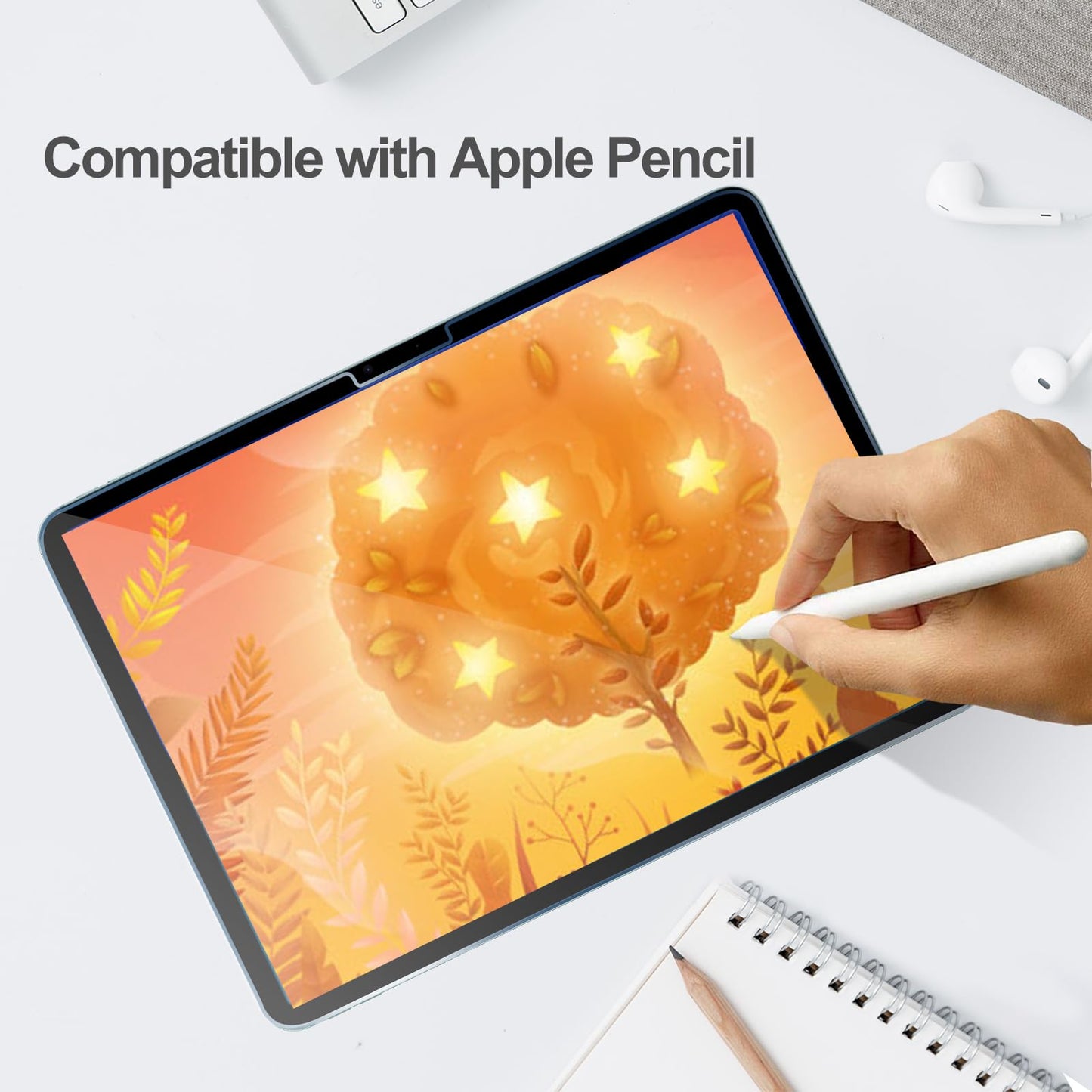 ProCase 2 Pack Screen Protector for iPad 9th 8th 7th Generation 10.2 Inch (2021/2020/2019), Tempered Glass Film for A2602 A2603 A2270 A2197 -Clear