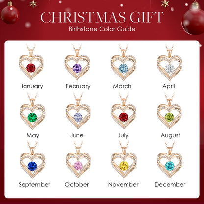 CDE Valentine's Day Gift Forever Love Heart Necklaces for Women, Wedding Anniversary, Birthday Mothers Christmas Day Gifts for Mom, Mother, Wife, S925 Silver Jewelry with Birthstone Pendant