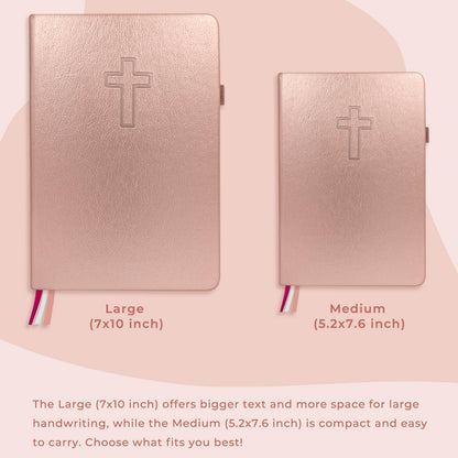 JOTFLY Bible Study Journal - Church Notes Notebook for Note Taking & Reflection - Guided Bible Study Notebook - Faith-Based Religious Gifts & Bible Study Supplies (Rose Gold)