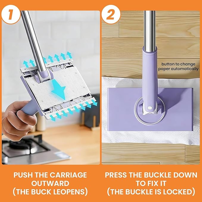 Snap Grip Mini Mop, Convenient Cloth Changing Mini Mop, Retractable Gap Dust
