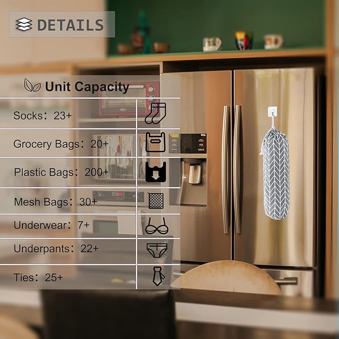 Wall Mount Plastic Grocery Bag Organizer/Holder, Washable Shopping Bags Carrier