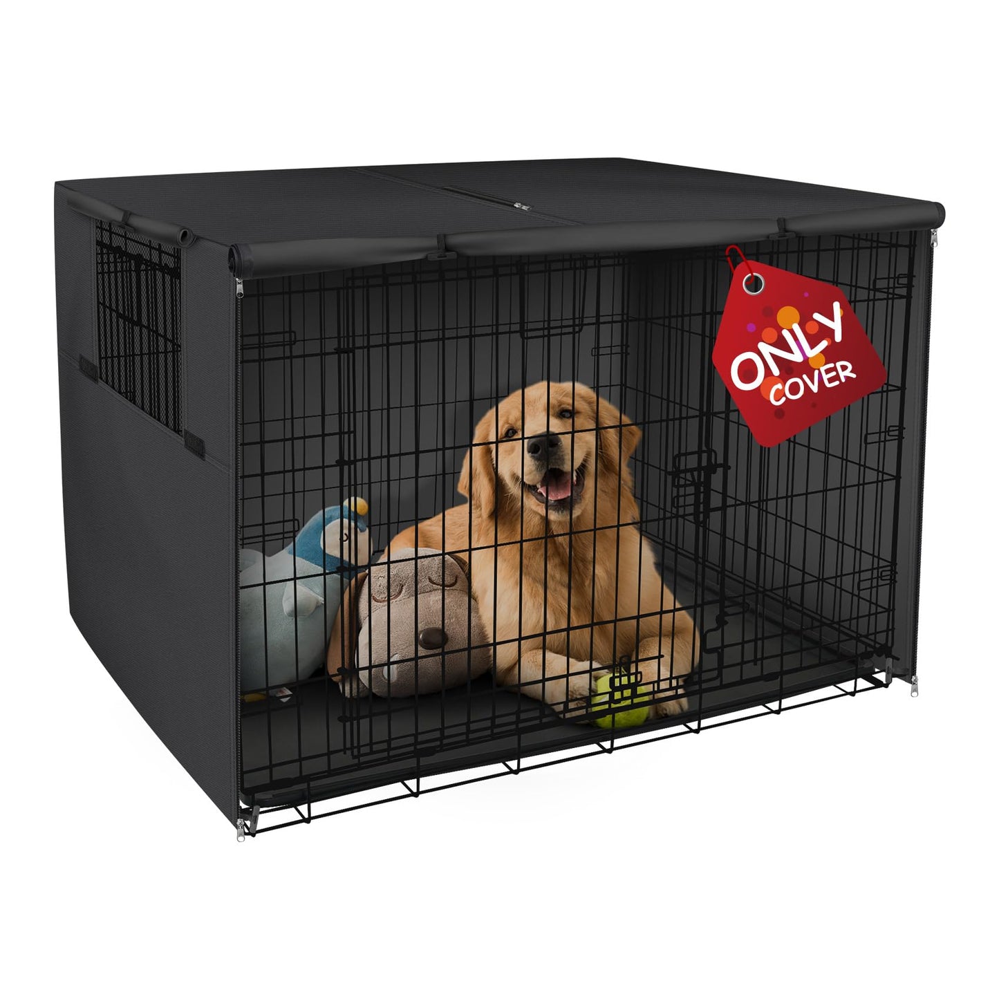 Explore Land Dog Crate Cover Durable - Polyester Pet Kennel Cover Universal Fit for 24-48 inches Wire Dog Crate (36 Inch (Pack of 1), Black Cover)