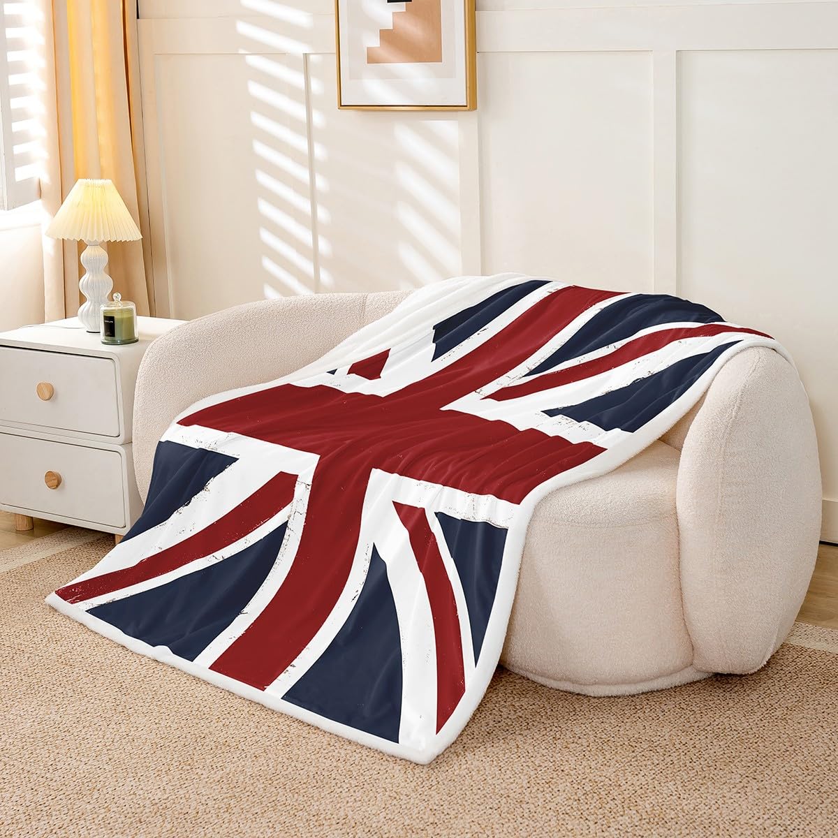 Feelyou Navy Blue England Flag Fleece Throw Blanket, Luxury Plush Soft Microfiber Fuzzy Blanket for Kids, Boys, Girls, Sofa, Bed, Couch, 40x50 Inches