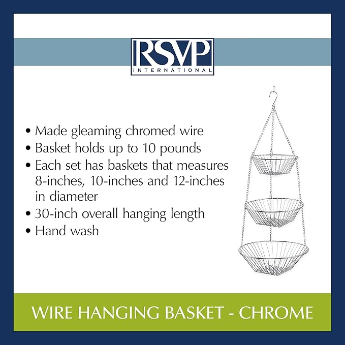 RSVP 30-by-12-Inch 3-Tier Wire Hanging Basket