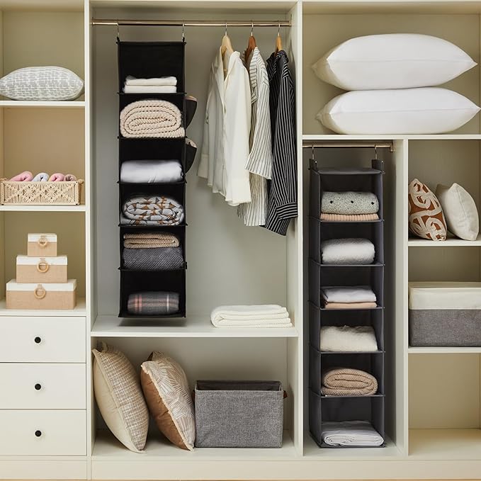 YOUDENOVA Hanging Closet Organizer, 6-Shelf Closet Hanging Storage Shelves