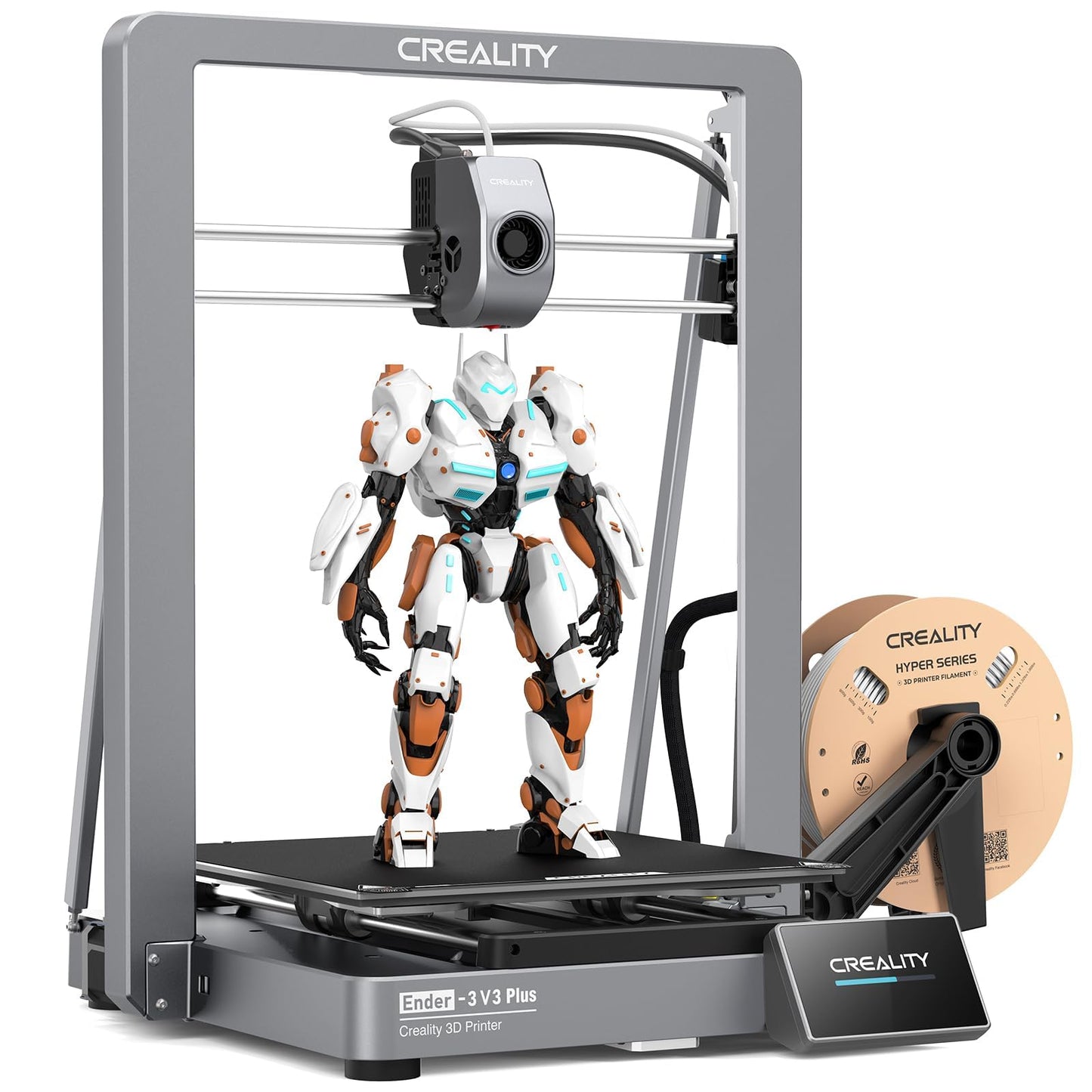 Creality Ender 3 V3 Plus 3D Printer, CoreXZ 600mm/s High-Speed Auto Leveling Direct Drive Extruder Stable Metal Build Tri-Metal Nozzle Ender 3D Printer Large Print Size 11.8x11.8x13.0in