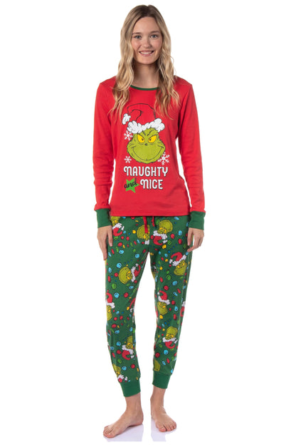 Dr. Seuss How GRINCH Stole Christmas Lights Sleep Pajama Set (Womens', Medium)