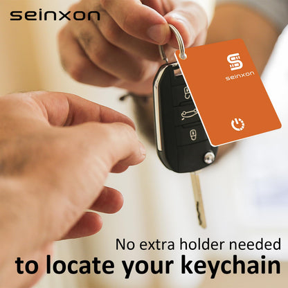 Keys Tracker Wallet Finder Card IP68 Luggage Purse Item Tracker Works with Apple Find My APP & Network with Recharge Clip (iOS Only) Orange